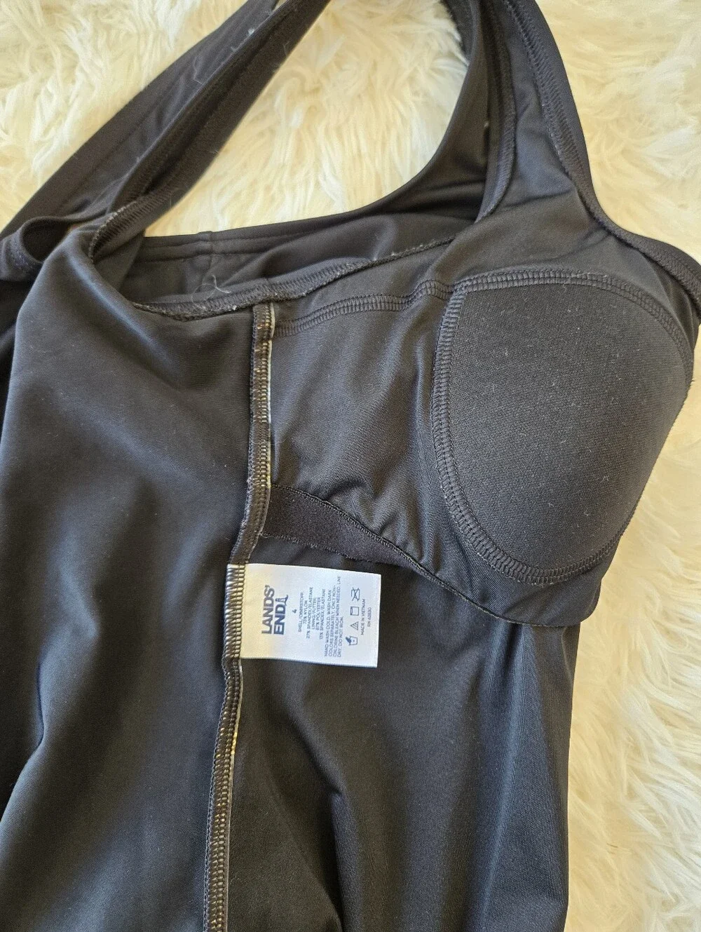 Lands' End Tugless Classic Black Soft Cup Tank US 4